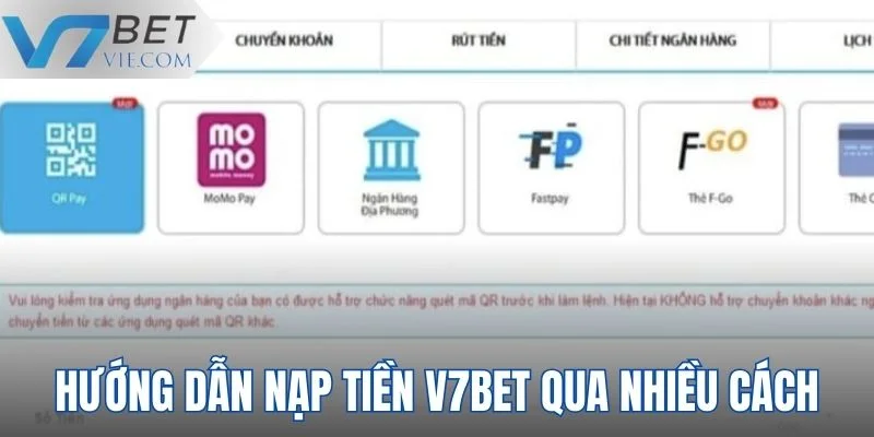 Hướng dẫn hoàn thành nạp tiền V7BET trên từng phương thức Hướng dẫn hoàn thành nạp tiền V7BET trên từng phương thức