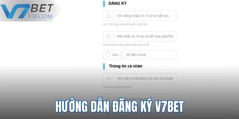 Hướng dẫn đăng ký tài khoản V7BET nhanh chóng